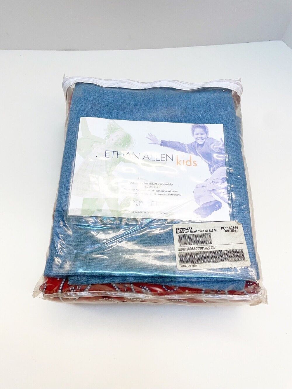 Ethan Allen Rodeo Duvet Country Bandana Paisley Denim Western Sham Twin NWT